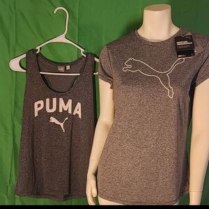 Puma Gray Short Sleeve Tee and Tank Set